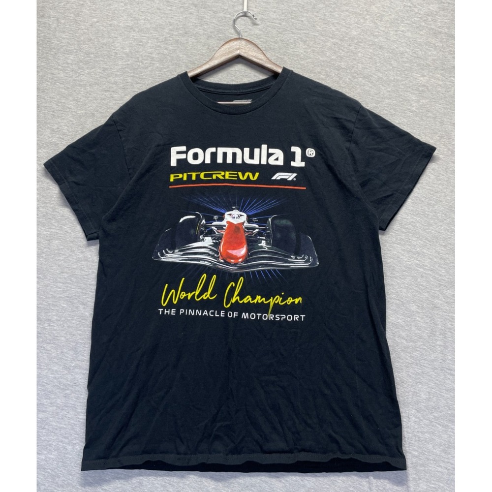 Hybrid Apparel Formula 1 Pitcrew World Champion T Shirt Mens Large Black Graphic